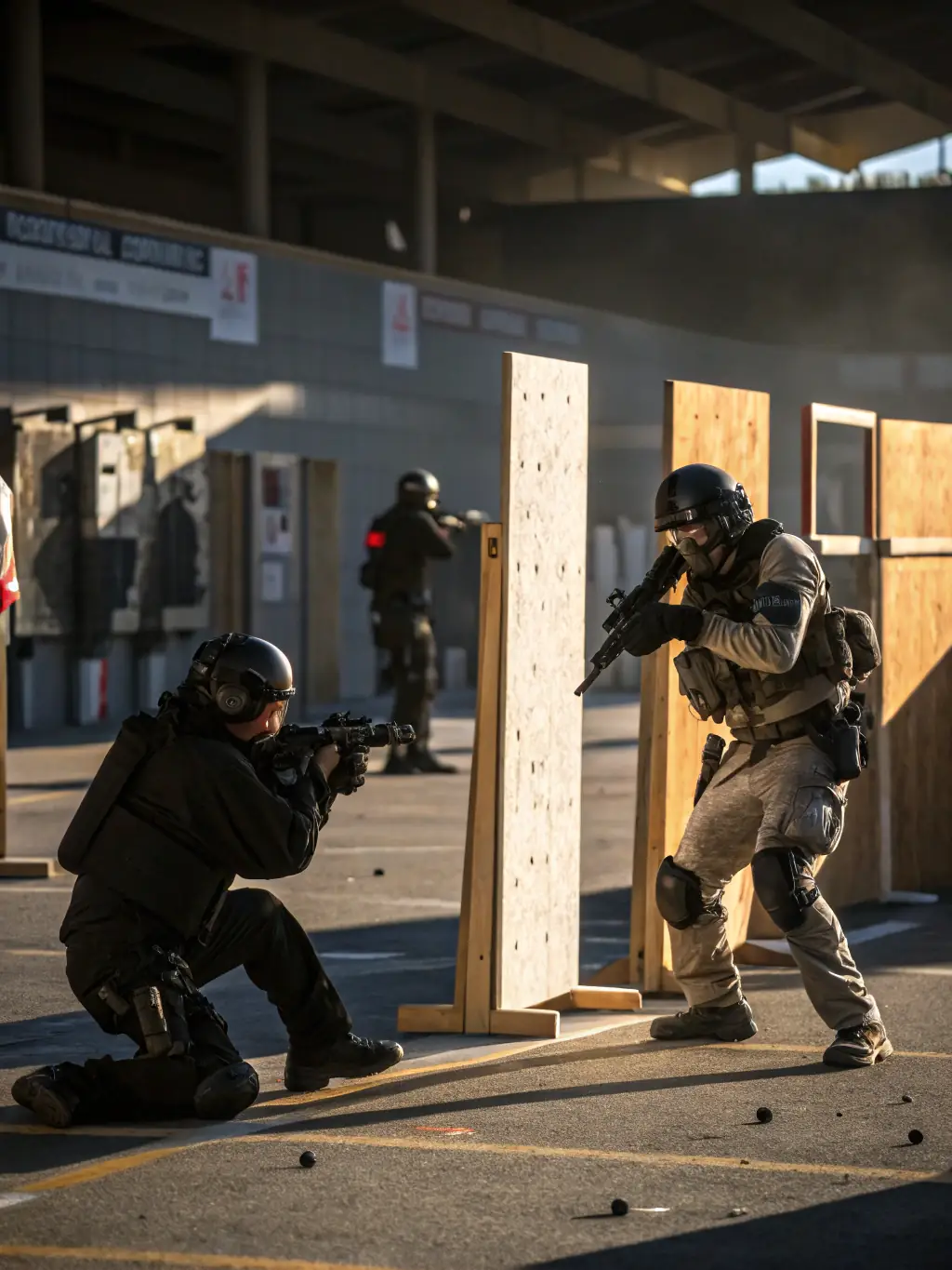 An image showcasing officers wearing body cameras during a training exercise, with instructors reviewing the footage in real-time.